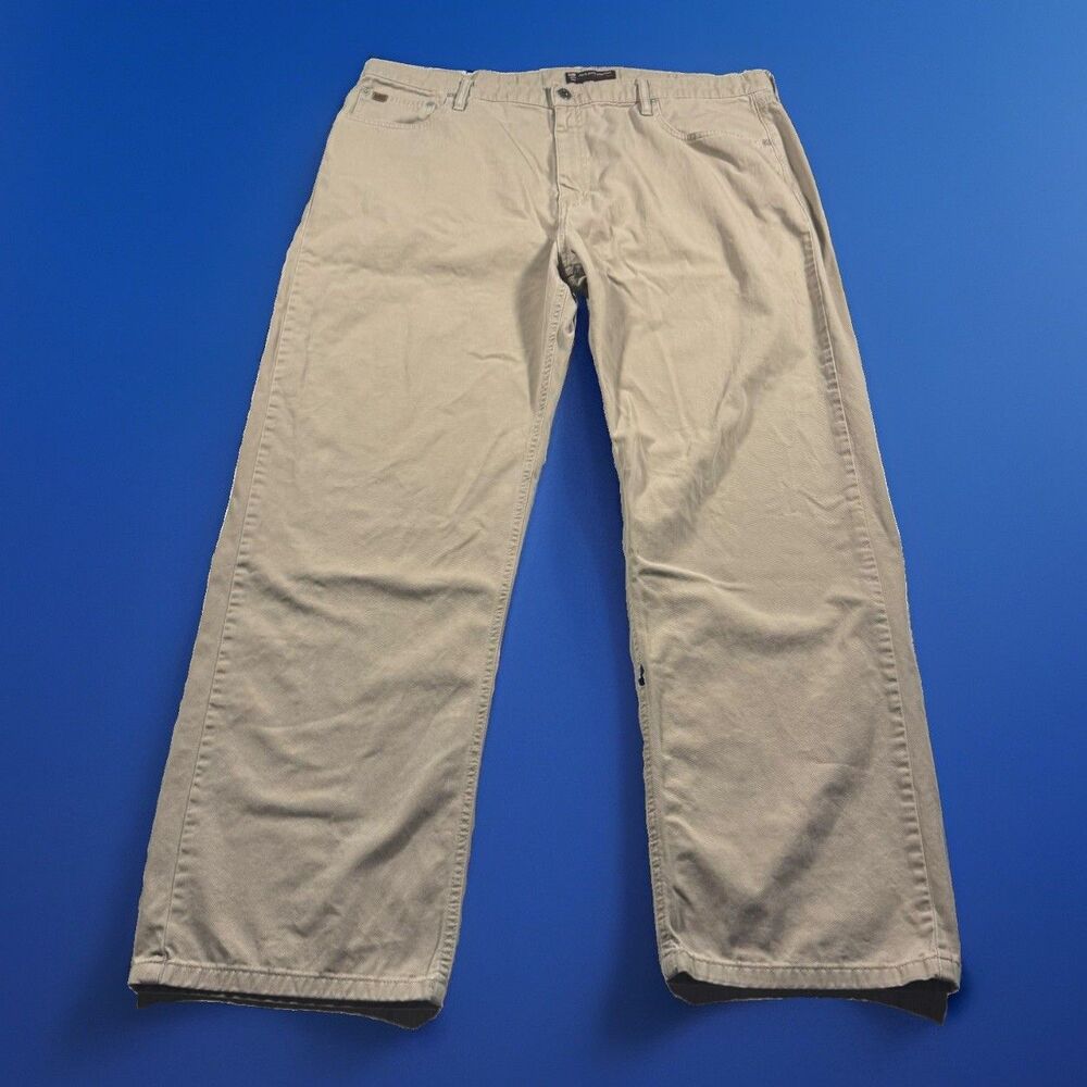 Vintage Y2K Polo Ralph Lauren Jeans Co Khaki Denim Mens 42x32 Baggy Wide Leg